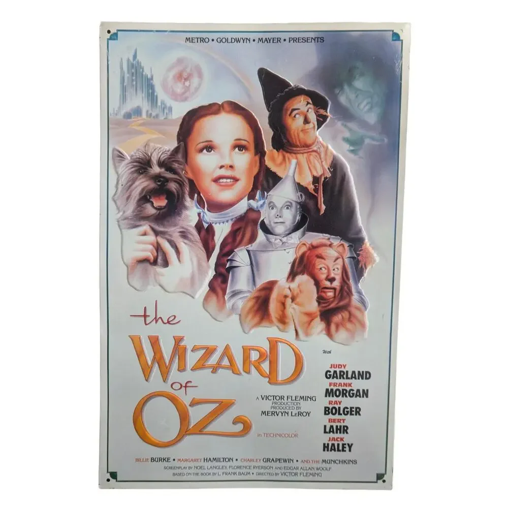 Vintage 1994 Wizard‎ Of Oz Metal Movie Poster Colorful Illustration